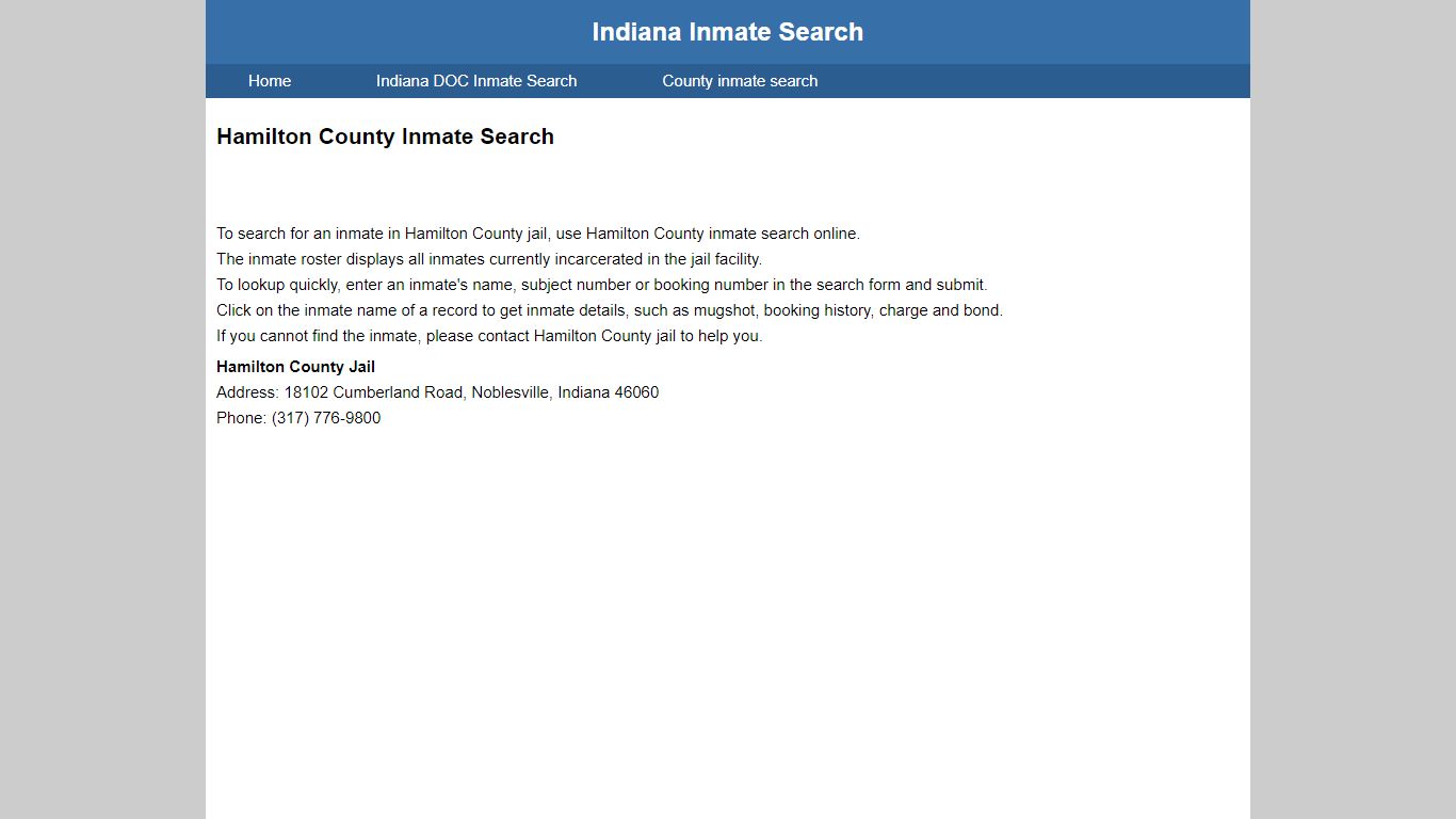 Hamilton County Inmate Search